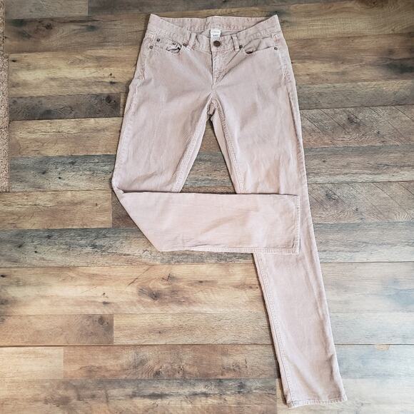 J. Crew City Fit Beige Corduroy Skinny Leg Regular Solid Jean-Style Pants 24 - Picture 2 of 7